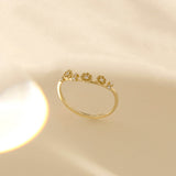 Minimalist Flower Curved Ring in 14k Real Gold