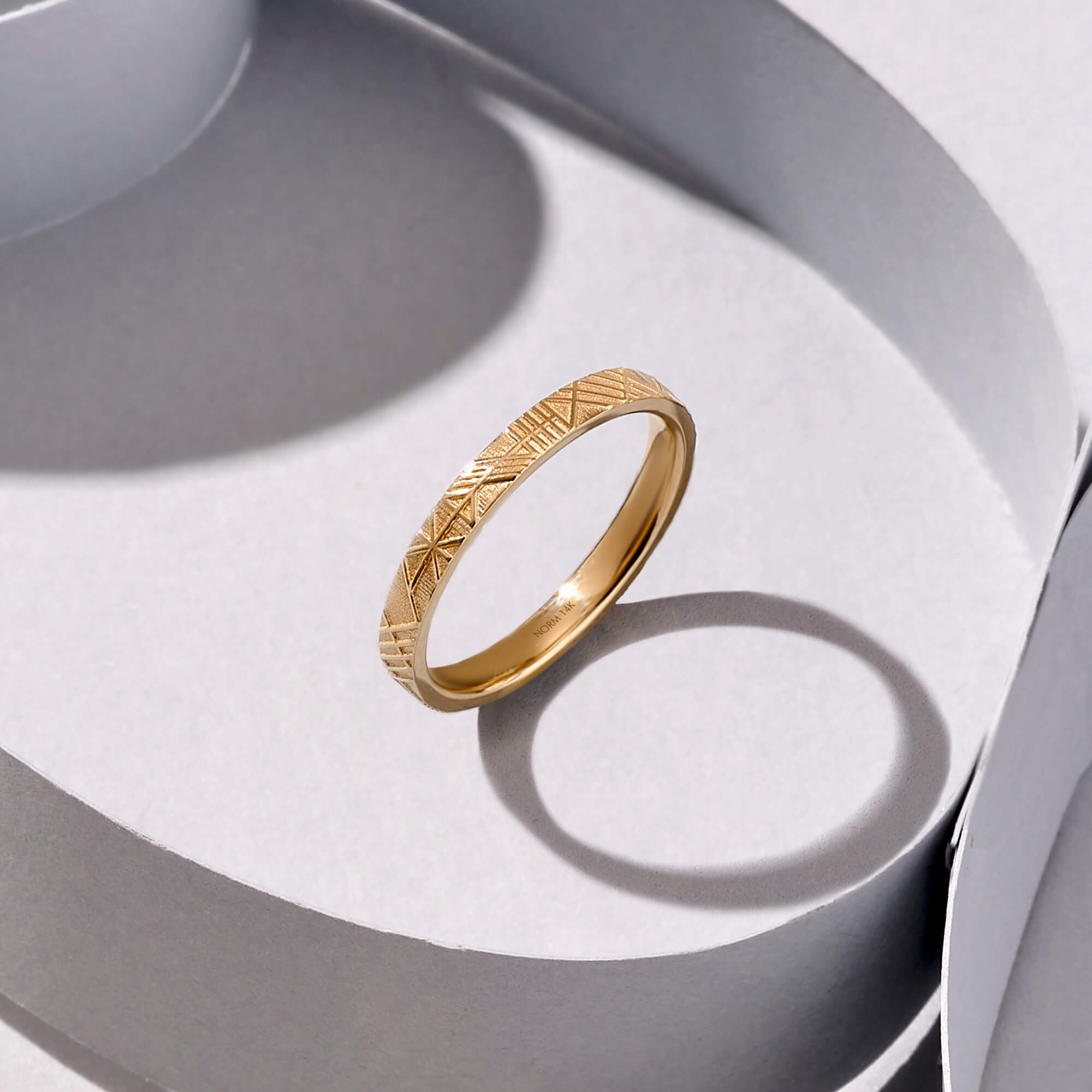 Solid Gold Geometric Band Stackable Ring - Norm Jewels – NORM JEWELS