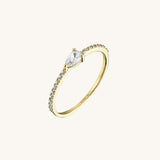14k Solid Gold Half Eternity Pear Ring