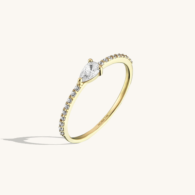 Women's Half Eternity Pear Ring in 14k Real Gold