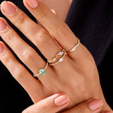 Stackable Half Eternity Pear Ring in 14k Solid Gold