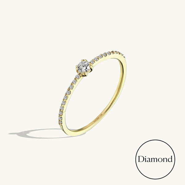 14k Gold Diamond Solitaire Half Eternity Ring