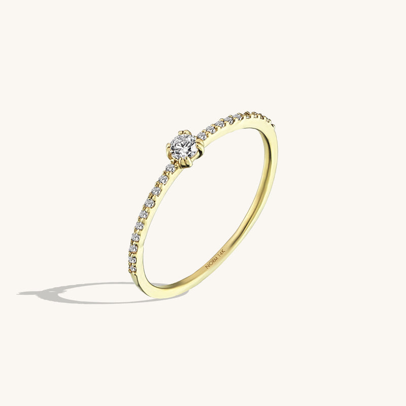Women's Half Eternity Solitaire Ring in 14k Real Gold