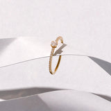 Half Eternity Solitaire Stackable Ring in 14k Solid Yellow Gold