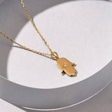 Hand of Hamsa Pendant Necklace in 14k Solid Yellow Gold for Women