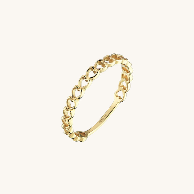 Heart Infinity Ring in 14k Real Yellow Gold