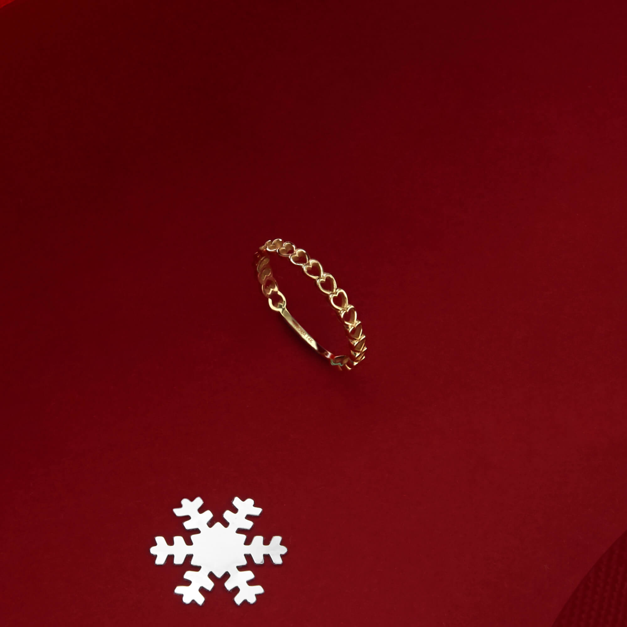 Dainty Heart Infinity Ring in 14k Solid Gold