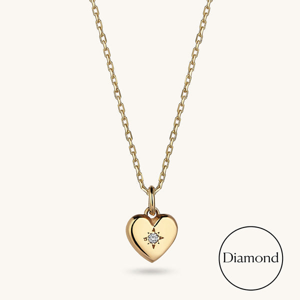 Mini Diamond Hearth Love Charm Pendant in 14k Real Gold
