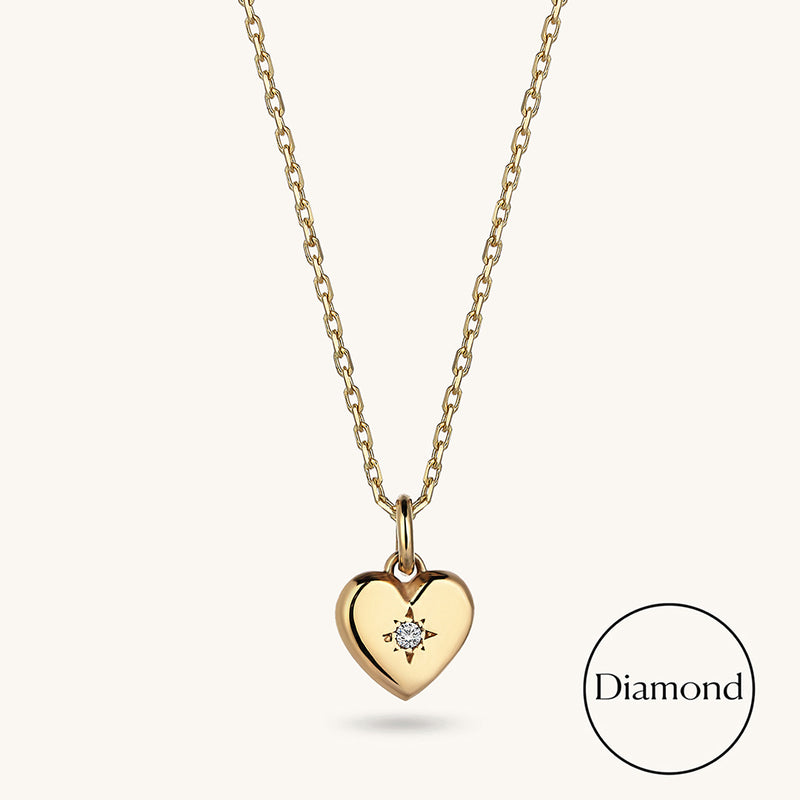 Mini Diamond Hearth Love Charm Necklace in 14k Real Gold – NORM JEWELS
