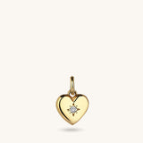 14k Real Gold Heart Charm Pendant with 0.01ct Diamond