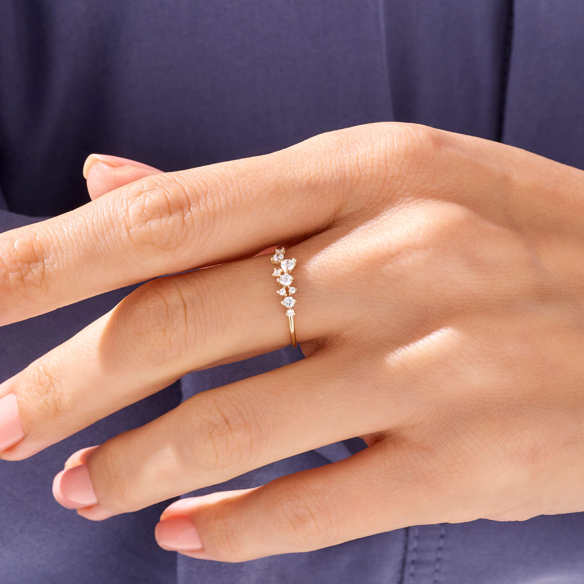 Dainty Iconic Cluster Ring in 14k Solid Gold