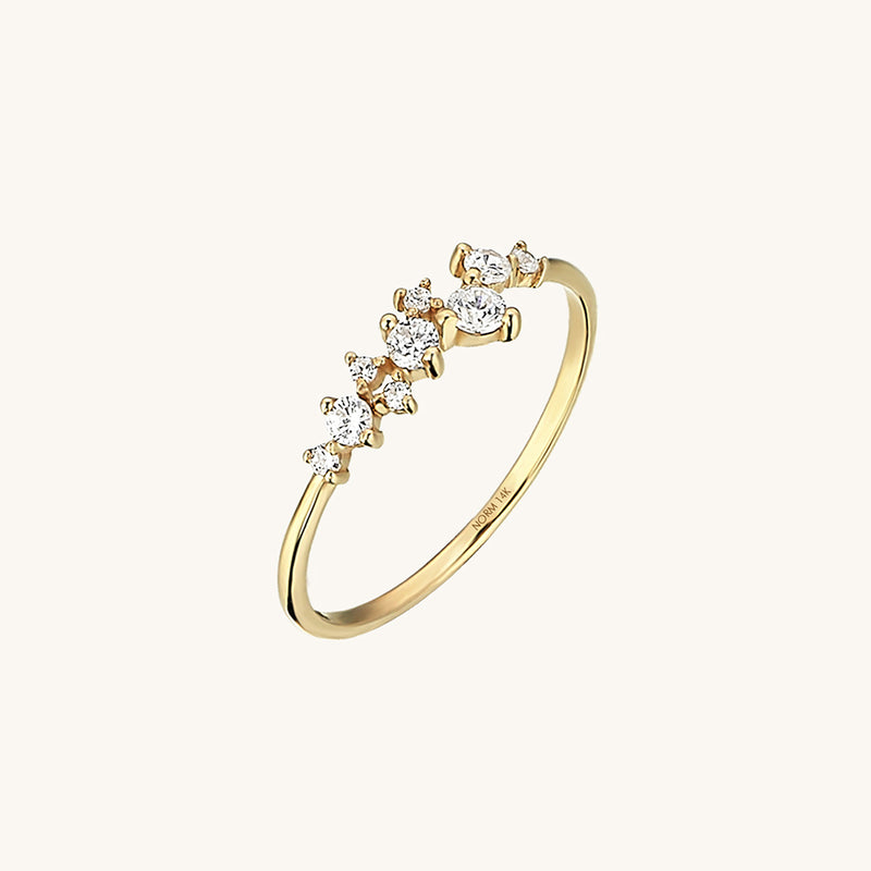 14k Real Gold 0.22 ctw Diamond Cluster Ring