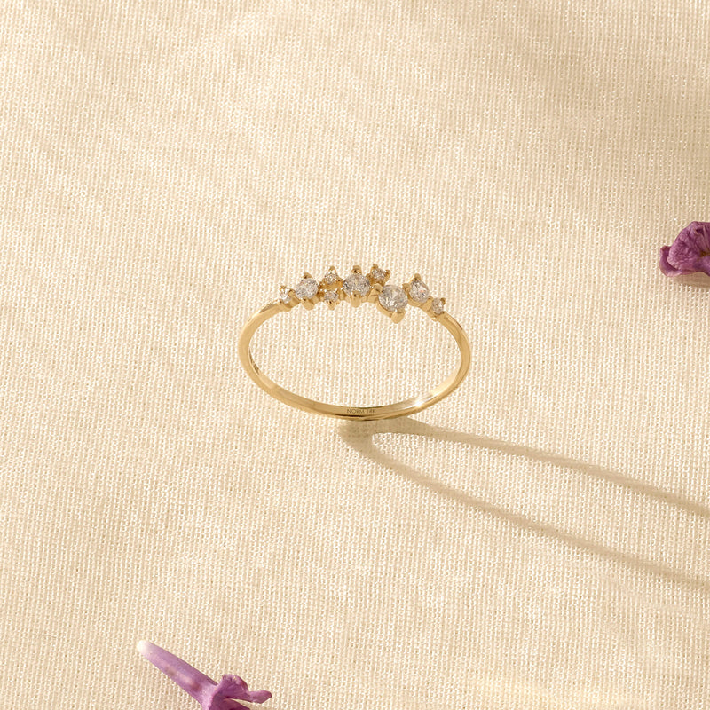 Minimalist Iconic Cluster Ring in 14k Real Yellow Gold