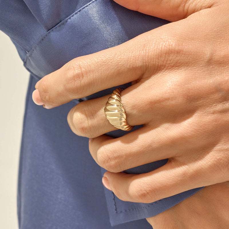 Iconic Croissant  Ring in 14k Real Gold