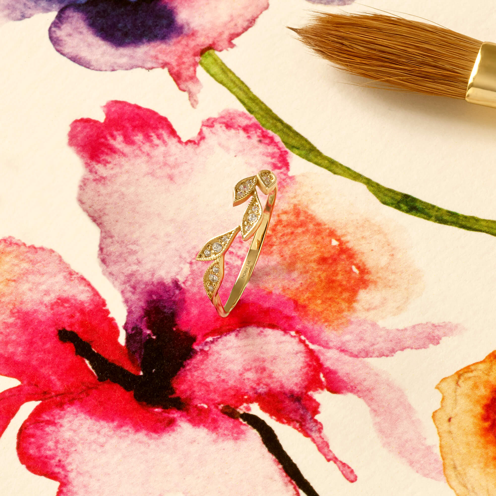 14k Solid Gold Iconic Leaf Ring 