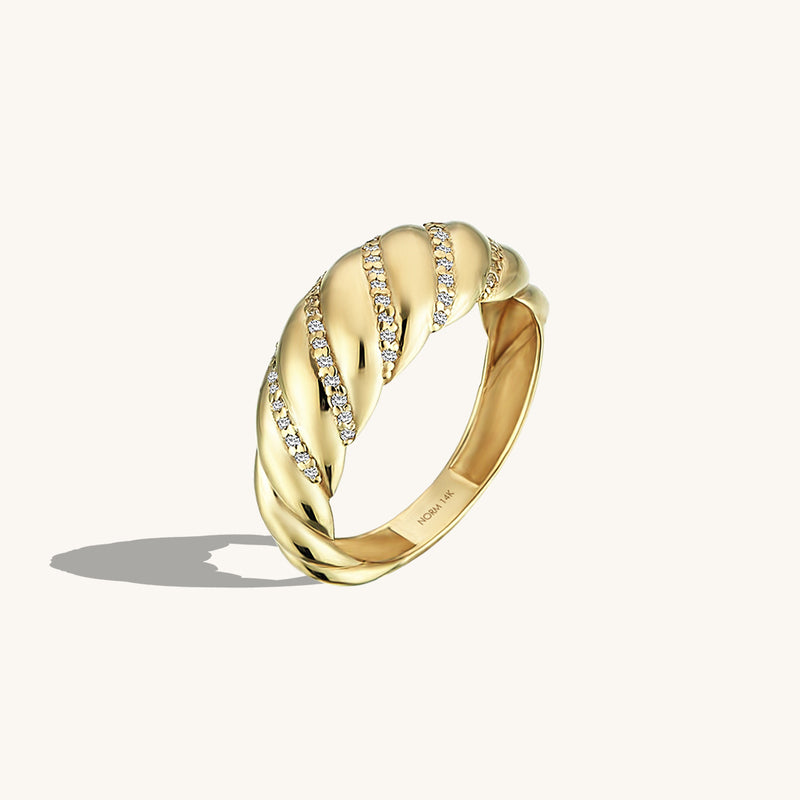 Iconic Pave Croissant Ring in 14k Solid Gold