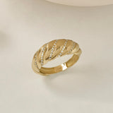Iconic Pave Croissant Statement Ring in 14k Real Gold