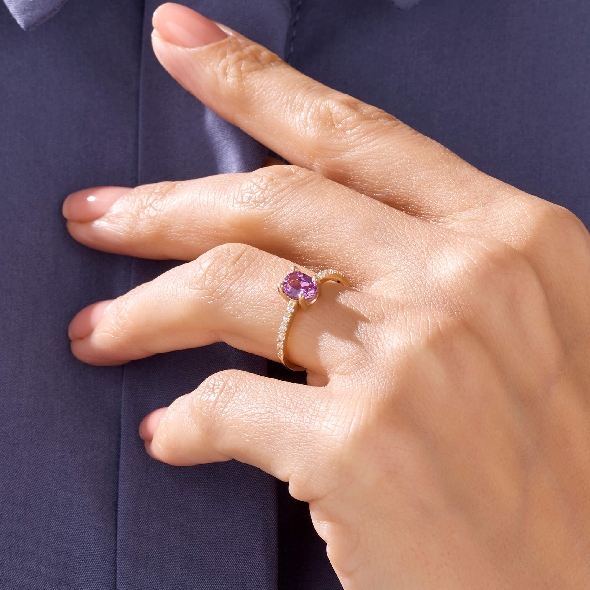 Oval Cut Pink Tourmaline Ring in 14k Solid Yellow Gold