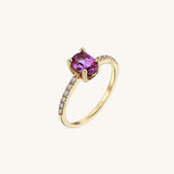 Pink Tourmaline Oval Solitaire Ring in 14k Solid Yellow Gold