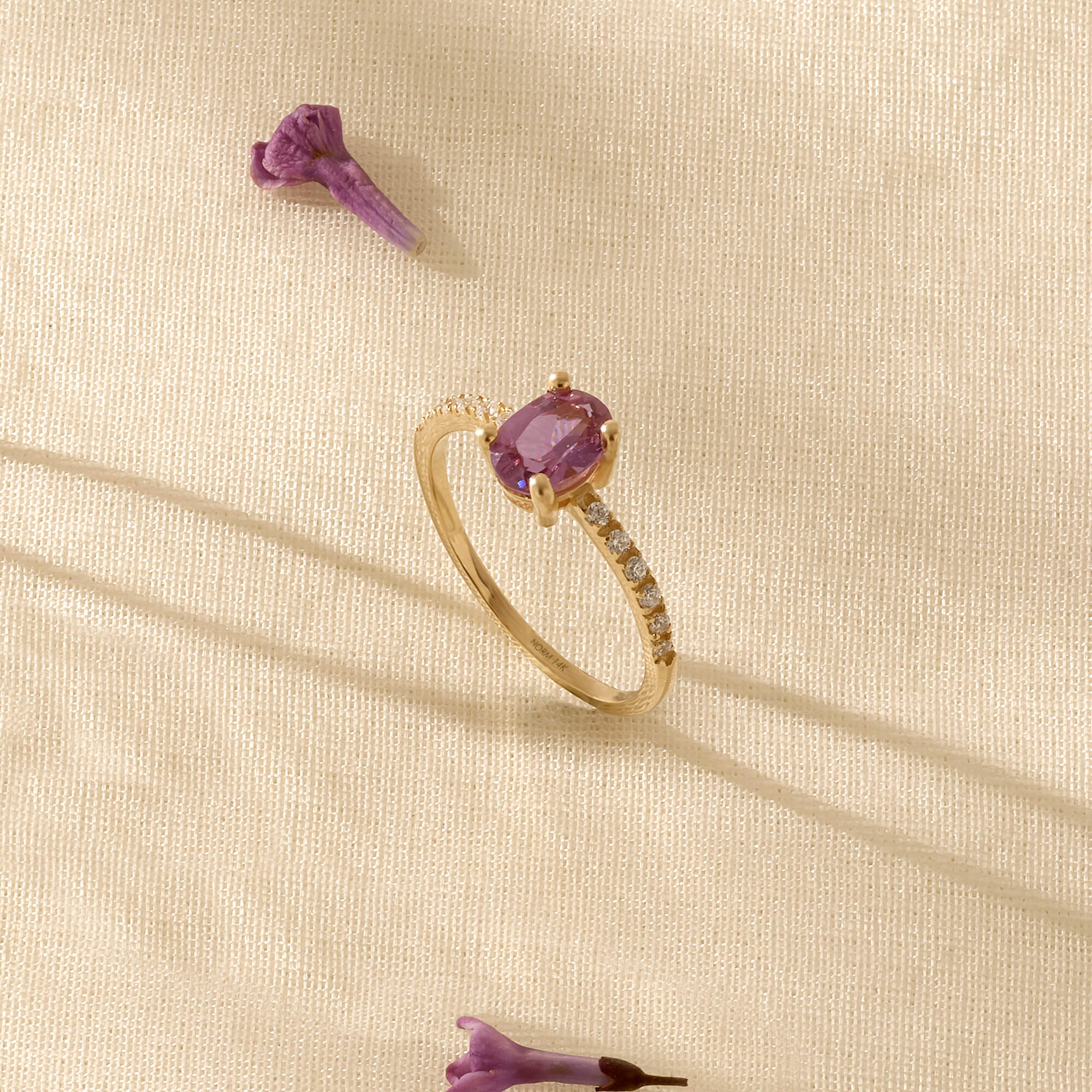 Oval Cut Pink Tourmaline Gemstone Ring in 14k Solid Yellow Gold