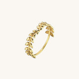 Minimalist Laurel Wreath Curve Ring in 14k Solid Gold
