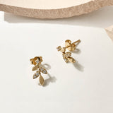 Women's Leaf Earrings in Real Gold