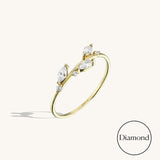 0.20ct Diamond Leaf Ring in 14k Solid Gold