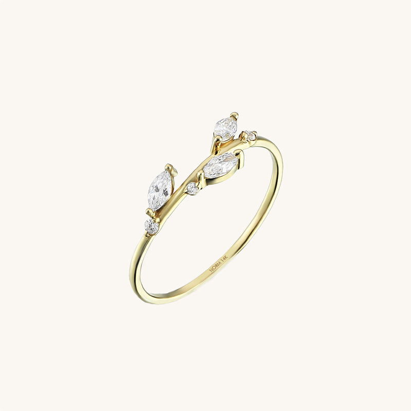 0.20ct Diamond Leaf Ring in 14k Real Gold