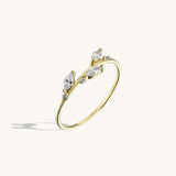 Leaf Ring with CZ Stones in 14k Gold