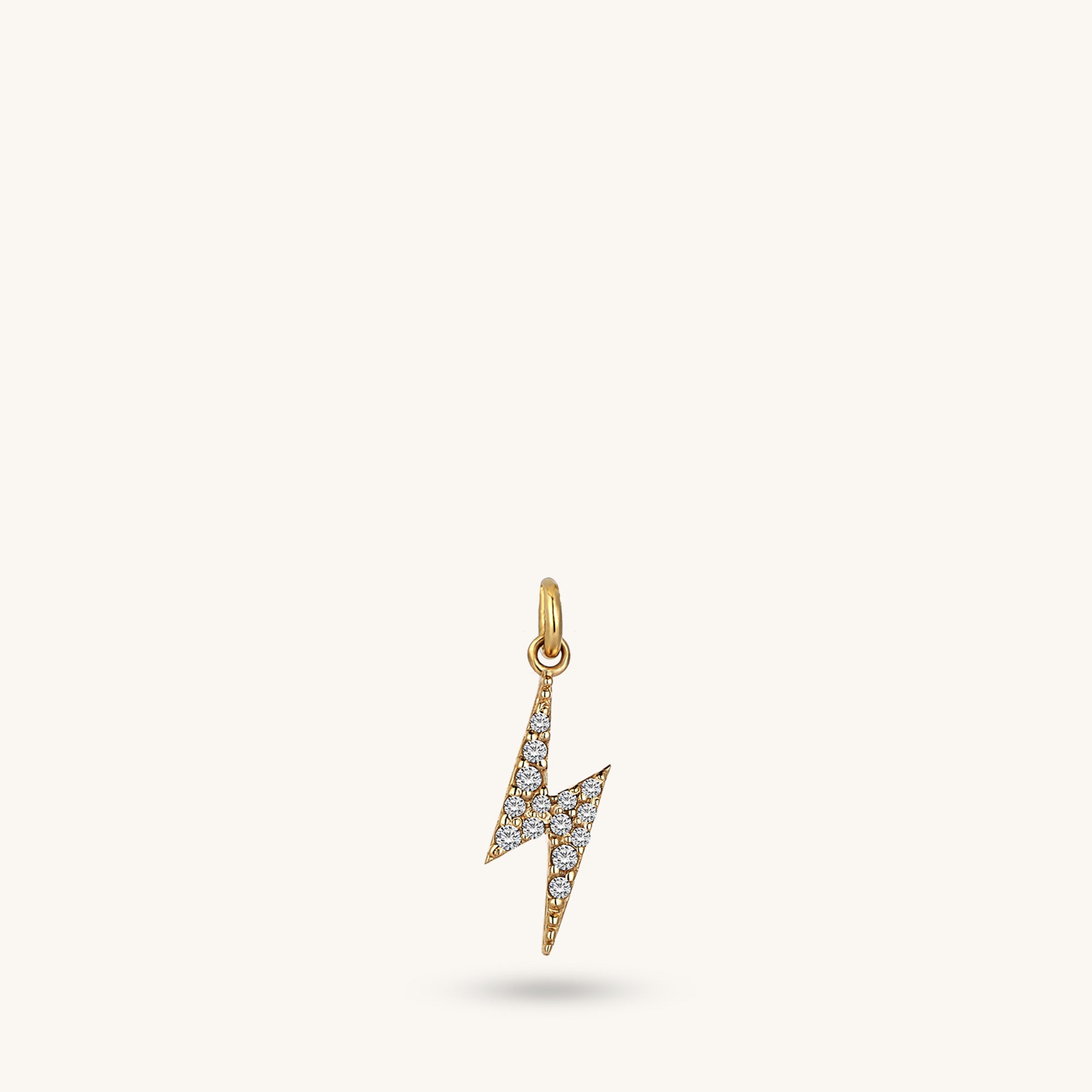 Lightning Pendant Paved with Cubic Zirconia in 14k Solid Yellow Gold