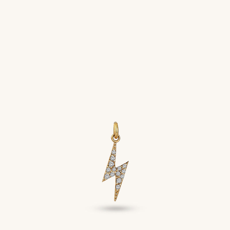 Lightning Pendant Paved with Cubic Zirconia in 14k Solid Yellow Gold