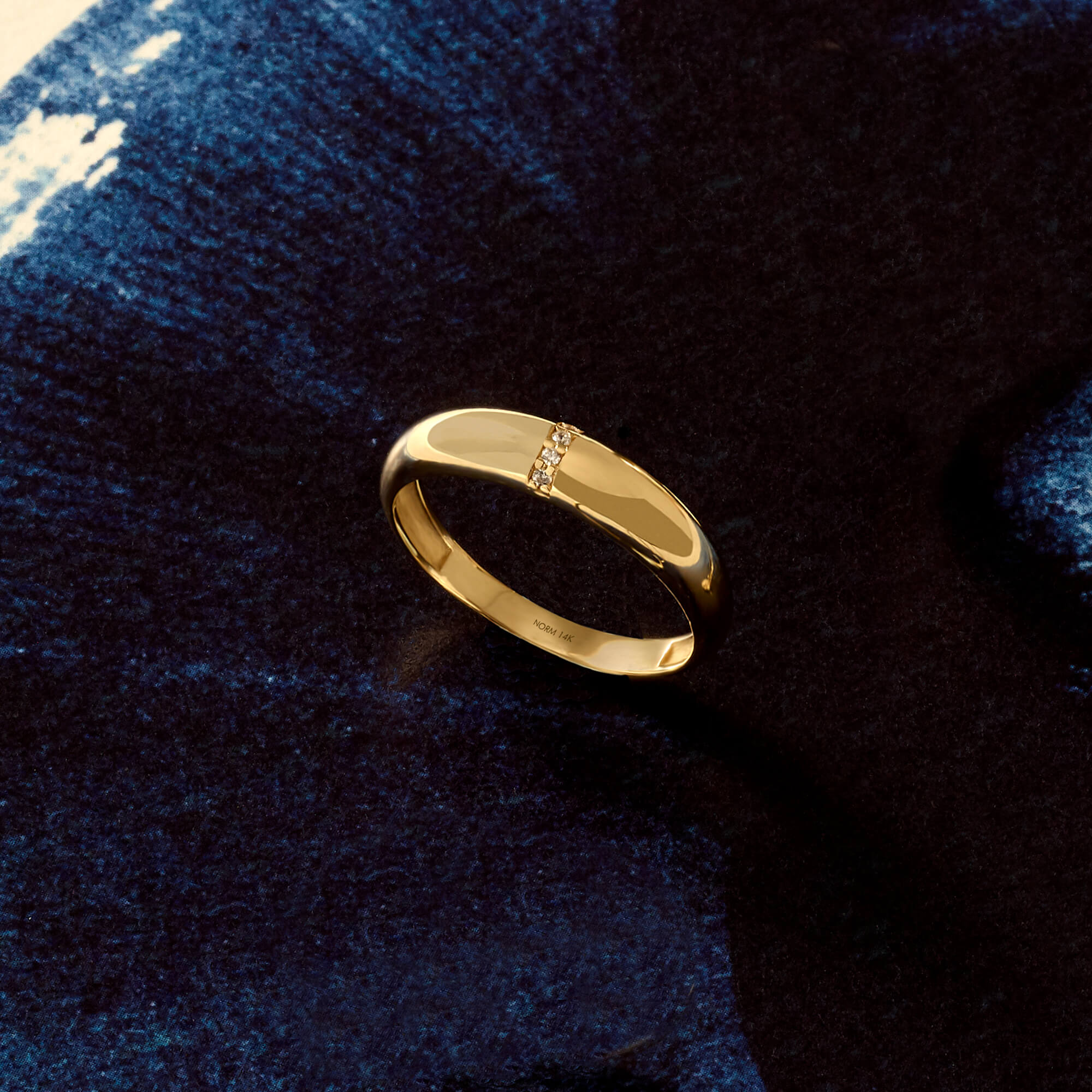 Line Pave Dome Statement Ring in 14k Real Gold