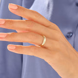 Line Pave Dome Statement Ring with CZ Stones in 14k Real Gold