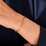 Women's Dainty Paperclip Link Chain Bracelet in 14k Real Yellow Gold