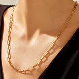 Women's Paperclip Link Chain Necklace in 14k Solid Yellow Gold