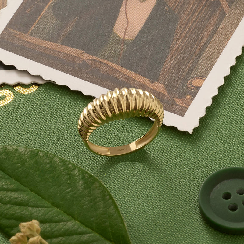 London Dome Statement Ring in 14k Real Yellow Gold