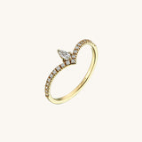 Majestic Curve Ring Paved with CZ Stones in 14k Real Gold