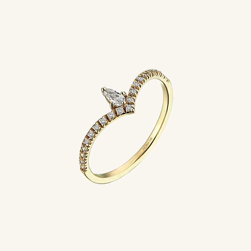 Majestic Curve Ring Paved with CZ Stones in 14k Real Gold