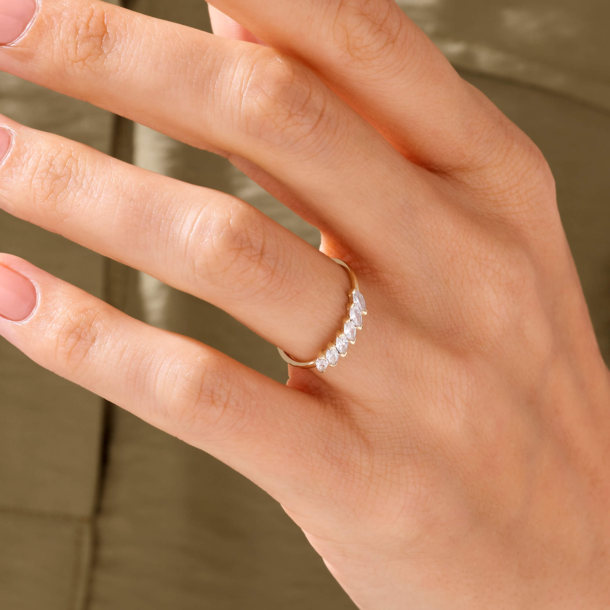 Marquise Cut CZ Wedding Ring in 14k Real Gold