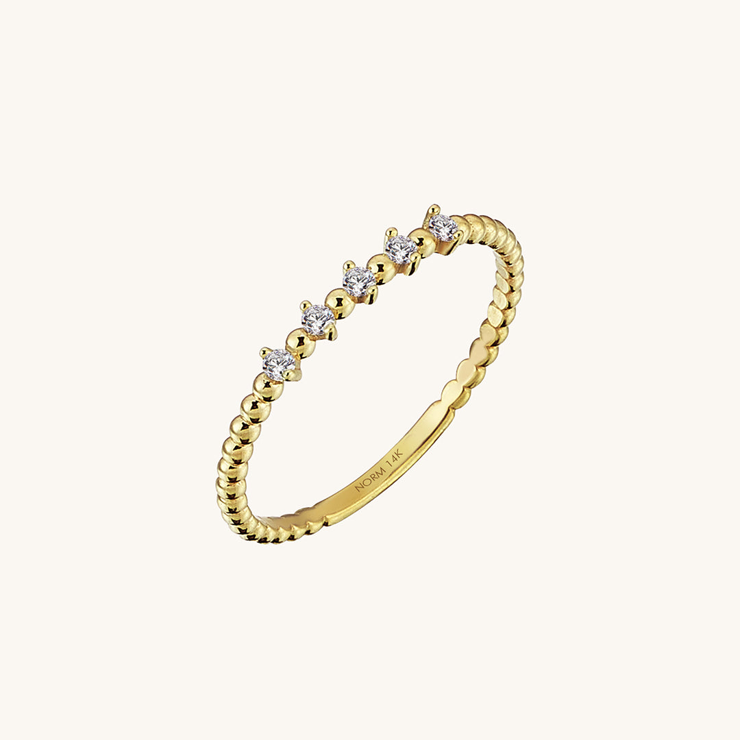 Mini Ball Stackable Ring in 14k Solid Yellow Gold