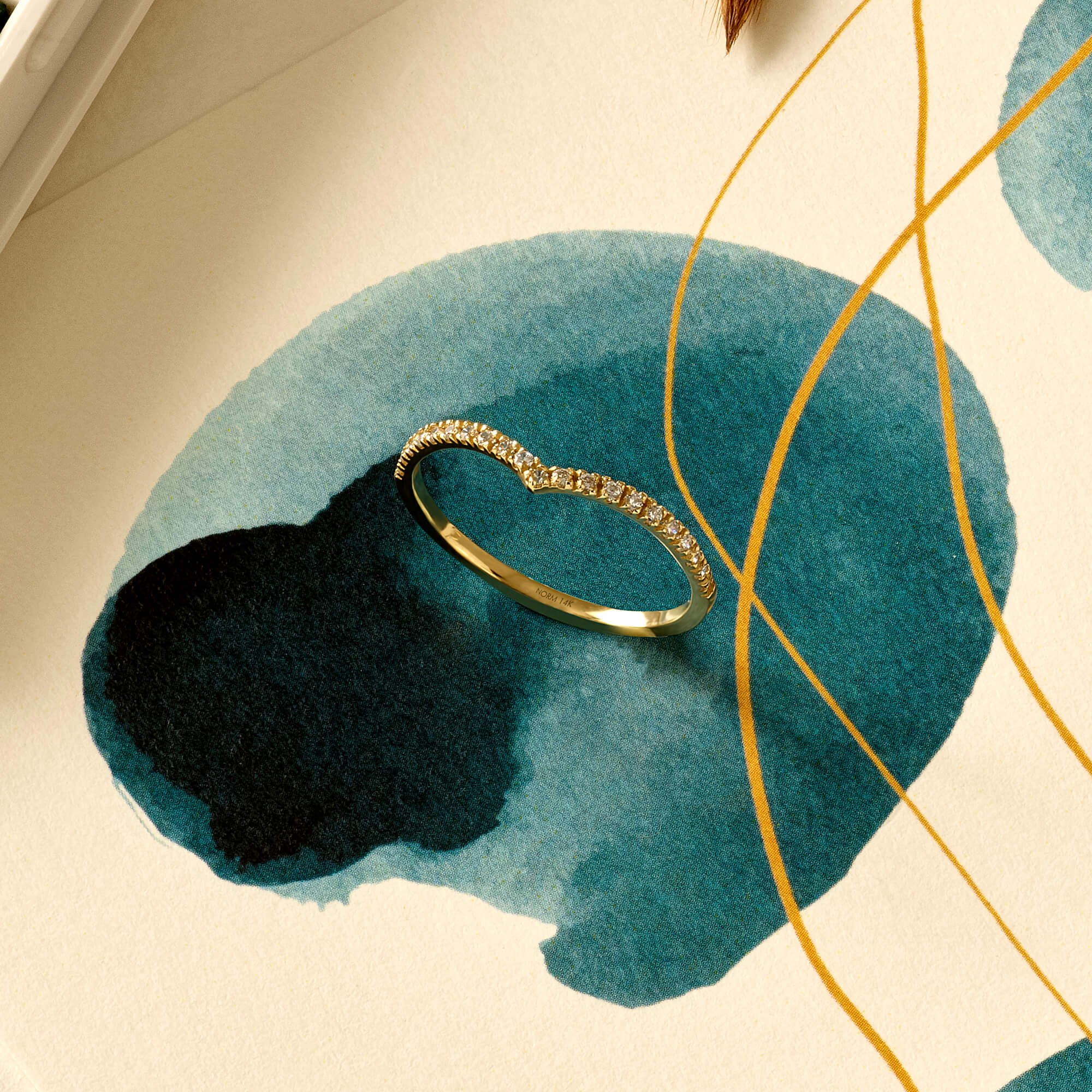 Minimal Curved Eternity Band Ring in 14k Real Gold