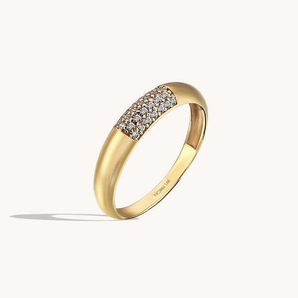 Minimal Pave Dome Ring in 14k Real Gold