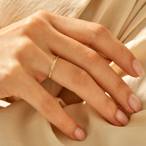 14k Solid Gold Minimalist Bamboo Ring