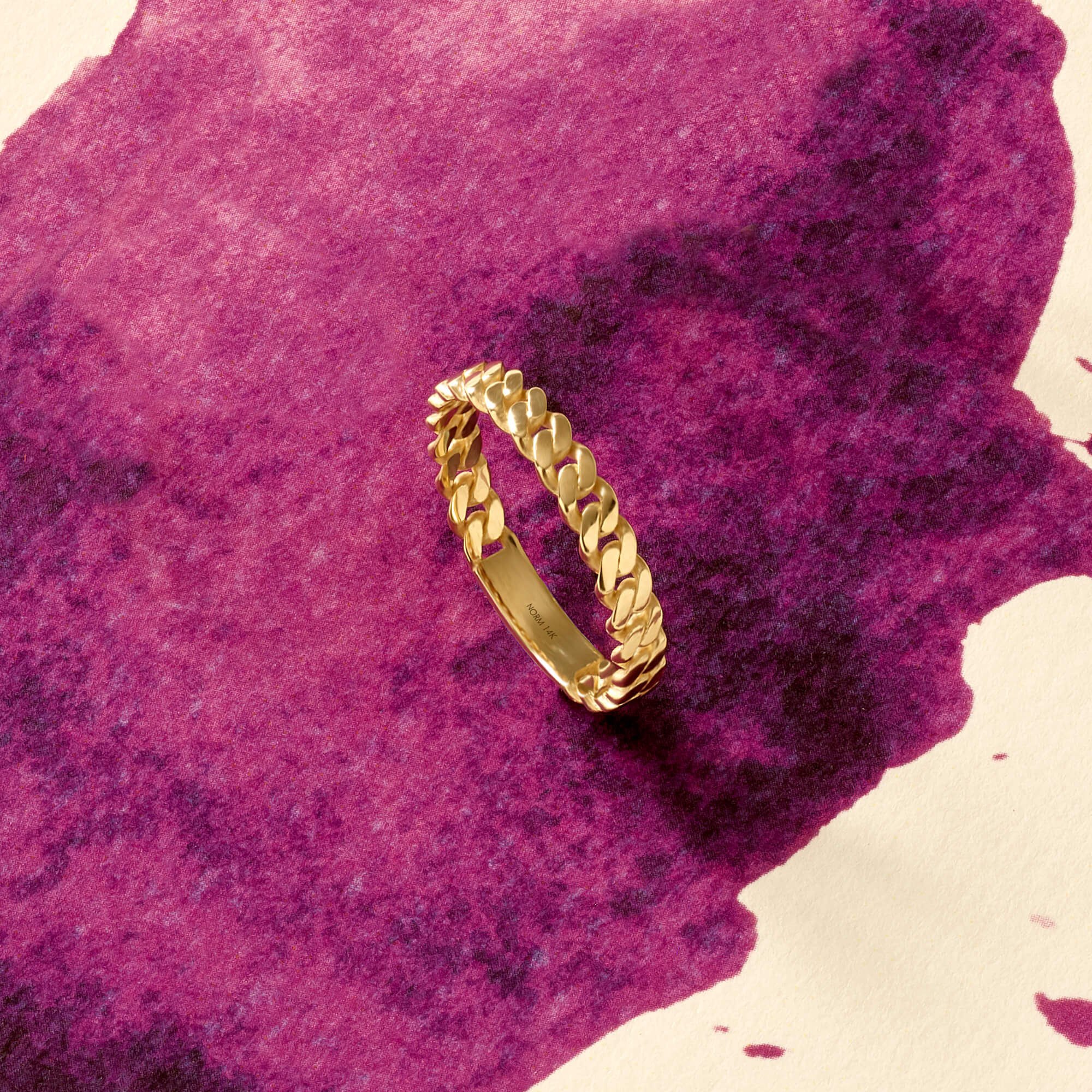 Minimalist Stackable Chain Ring in 14 Real Yellow Gold