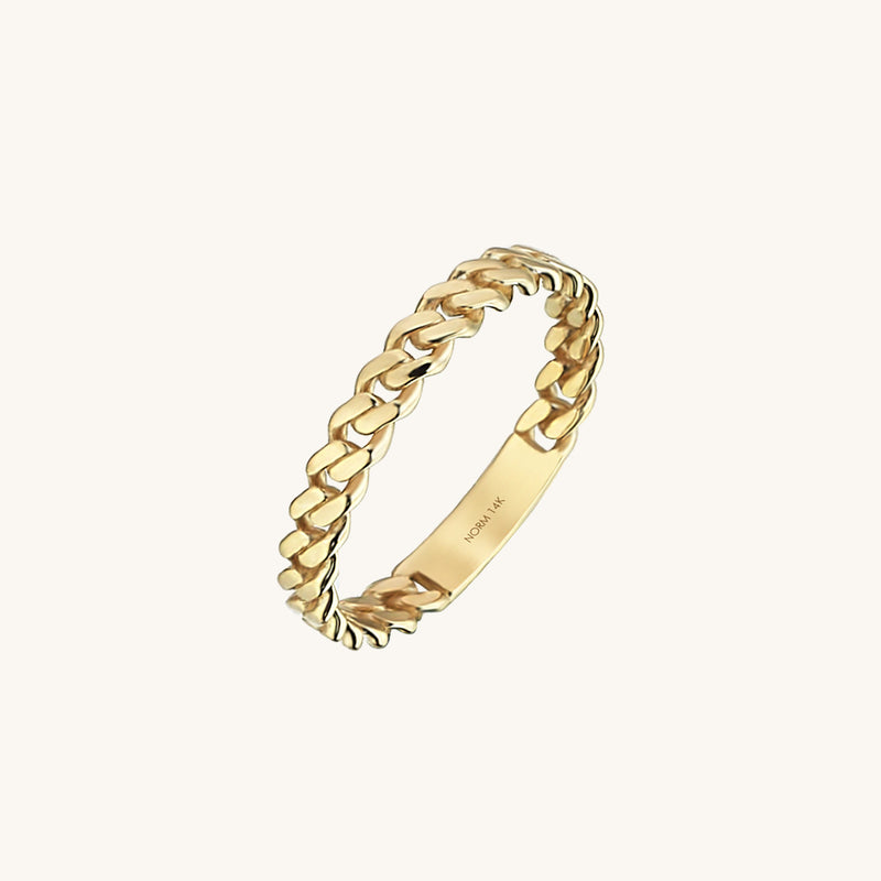 Minimalist Chain Stacking Ring in 14k Solid Yellow Gold