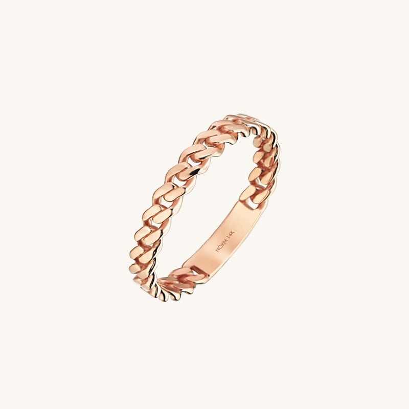 Minimalist Chain Band Ring in 14k Solid Rose Gold