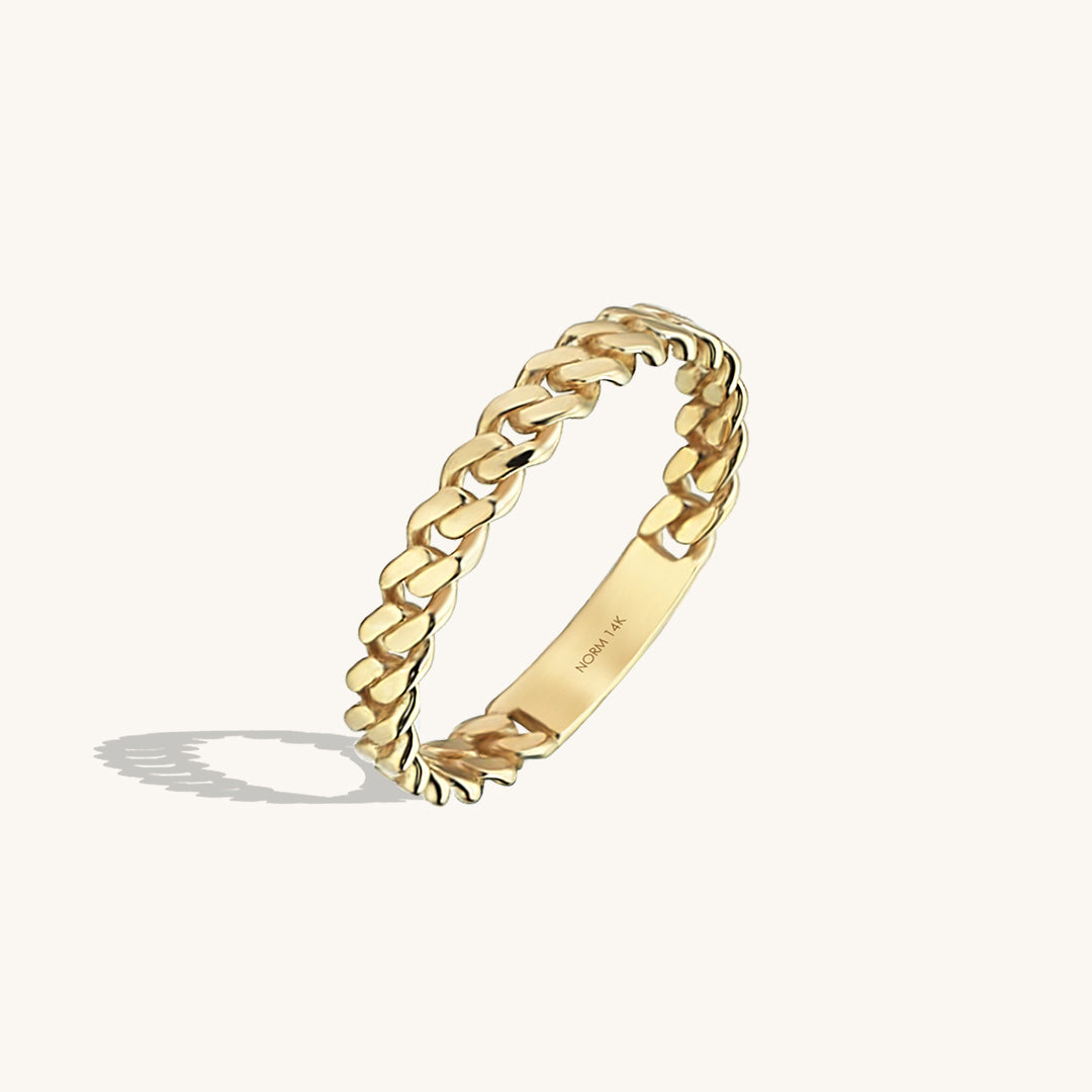 Minimalist Chain Ring in 14k Solid Gold