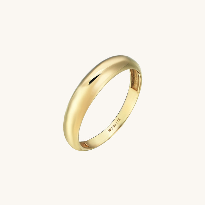 14k Solid Gold Minimalist Dome Band Ring for Women