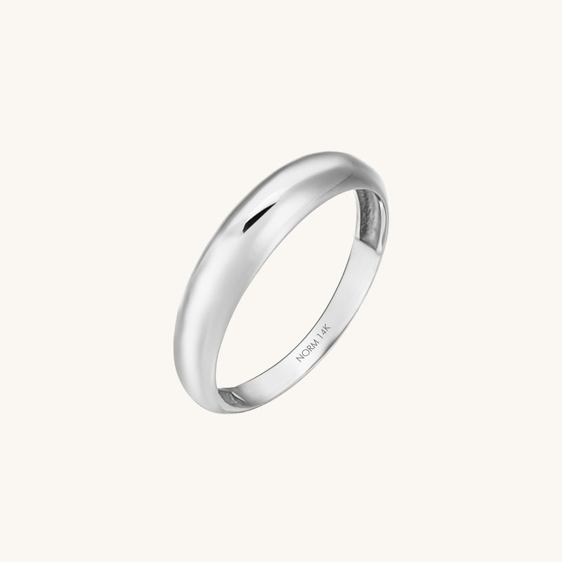 Women's 14k Solid White Gold Minimalist Dome Ring