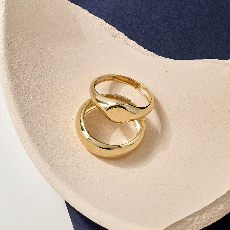 Minimalist Dome Band Ring in 14k Real Yellow Gold